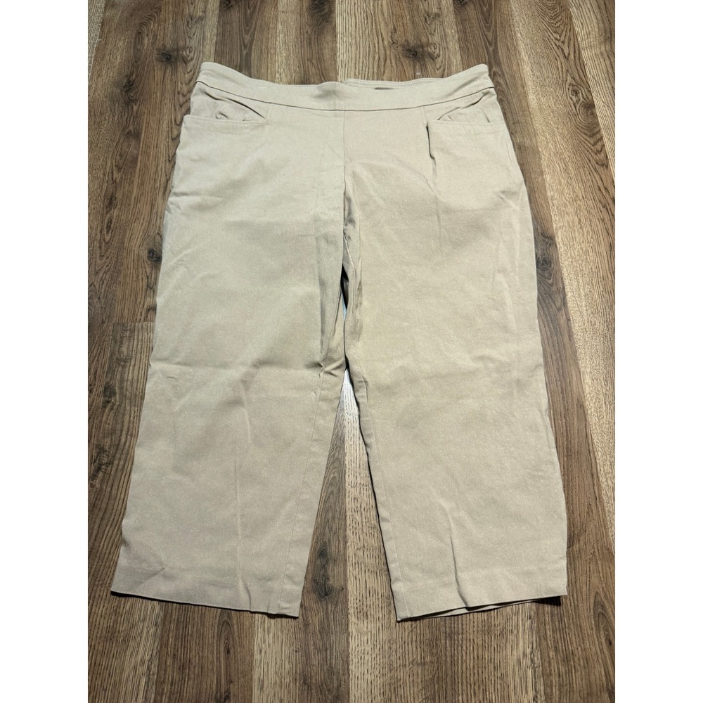 Time and Tru Pants Womens Size XL Brownstone Tan Capri Pull On Stretch Trousers
